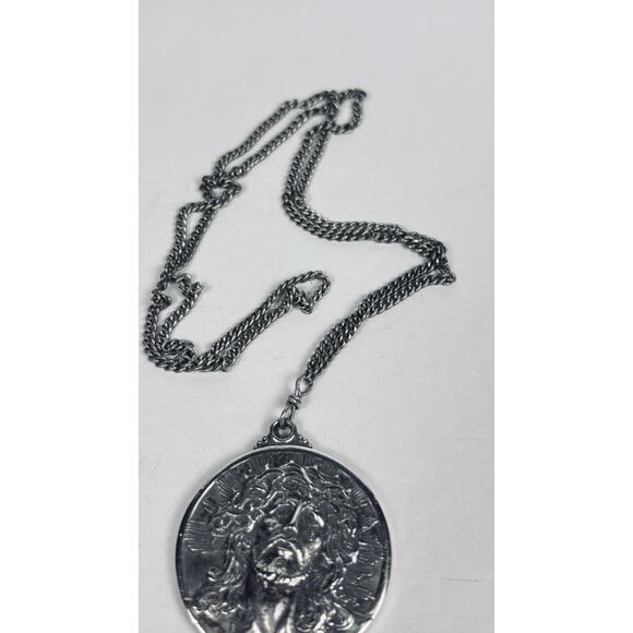 Vintage Sterling Creed Jesus/Our Lady Guadalupe Pendant Vintage Pendant 1.5" 31g - Picture 9 of 10